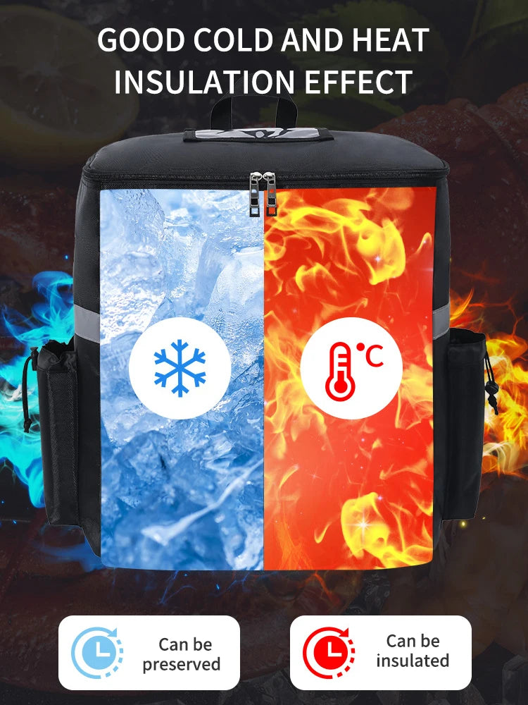 Insulated Delivery Backpack - Thermal Food Delivery Bag for Riders, 30L Large Capacity Takeout & Grocery Backpack