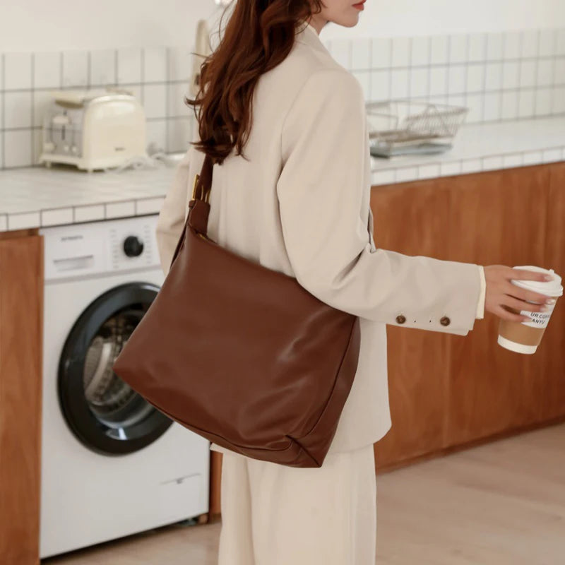 Vintage Pillow Design PU Leather Boston Handbag For Women Casual Large Capacity Shoulder Crossbody Bags Fashion Shopper Totes