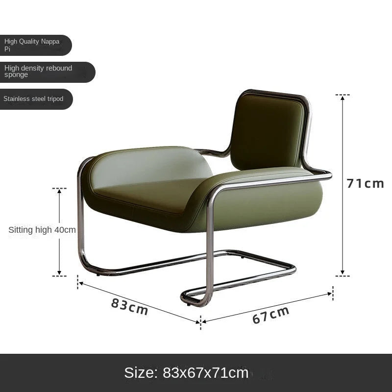 X&D Medieval Stainless Steel Irregular Nappa Leather Convex Chair Light Luxury Minimalist Home Leisure Single Sofa Chair New