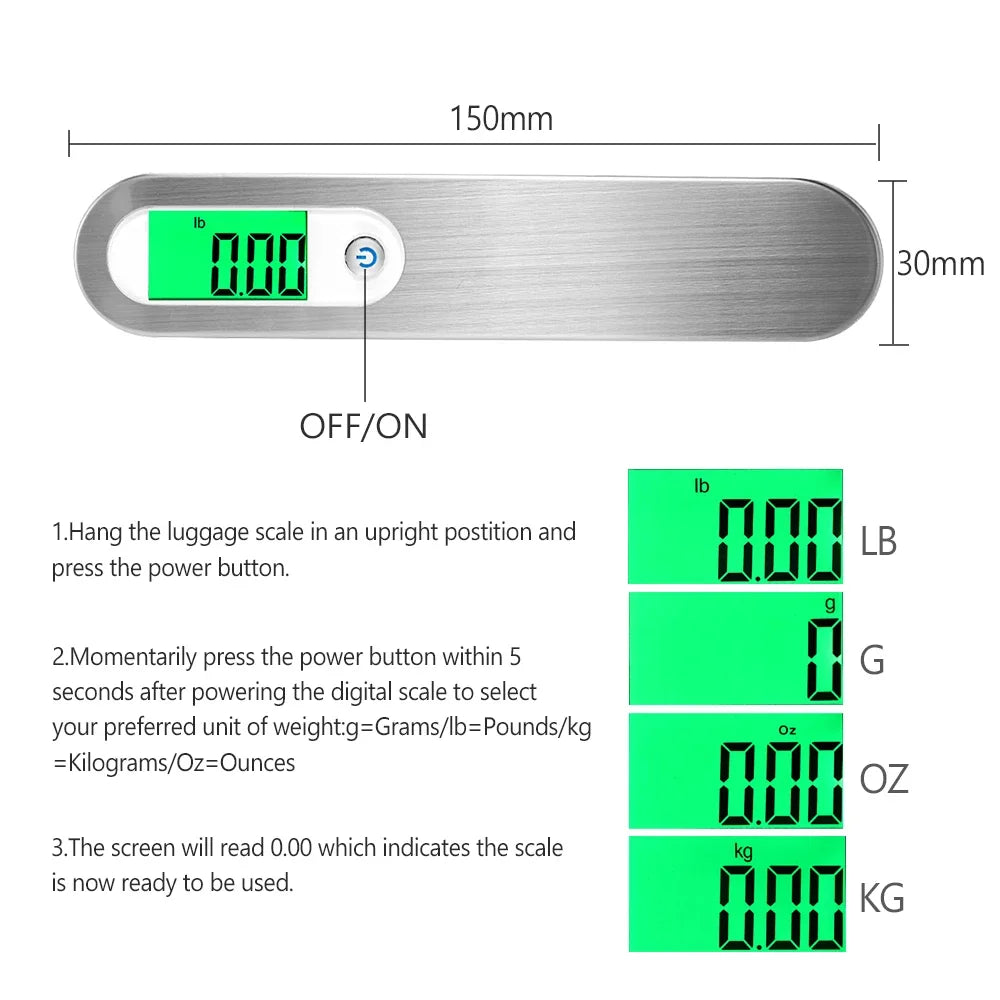 Portable Digital Luggage Hanging Scale 50kg/110lb LCD Display Electronic Scale Weight Balance Suitcase Travel Bag Scale