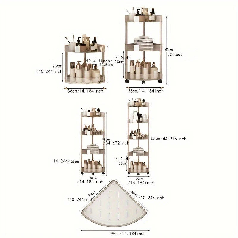 Fashion Rack Multi-Layer Transparent Bathroom Shelf Washbasin Storage Trolley Easy-Move Corner Space-Saving Toilet Rack