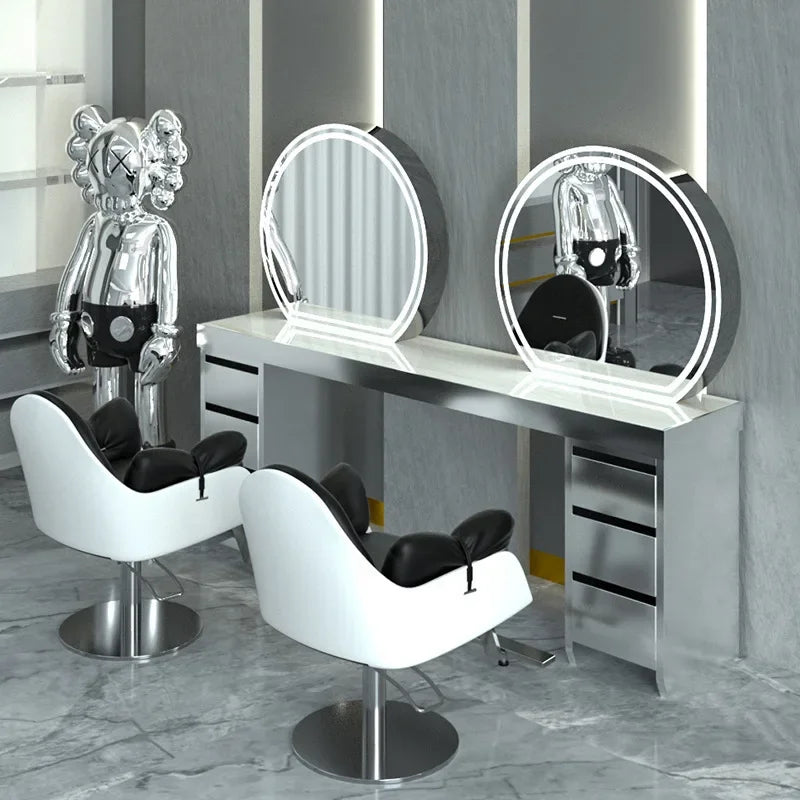 Barber shop hair salon special single and double-sided floor mirror table barber shop special hair mirror