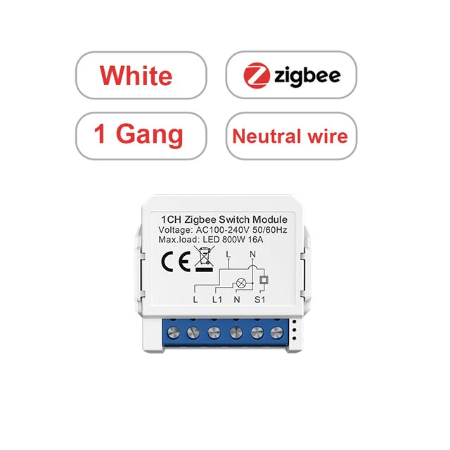 AVATTO Tuya WiFi Zigbee Smart Light Switch Module，Neutral Wire/No Neutral Wire Control DIY Breaker Work For Alexa, Google Home