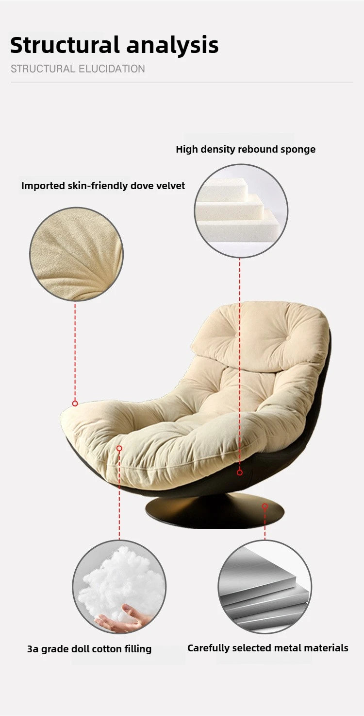 Minimalist Luxury Sofa Lounge Chair Italian Living Room Balcony Single Seat Leisure Study Reading Chair Swivel Chair Lazy Sofa