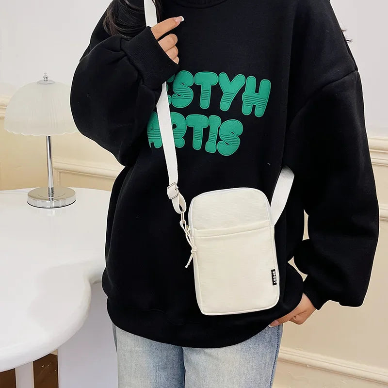New Fashion Simple Casual Shoulder Messenger Bag, Women's Portable Mobile Phone Bag, Vertical Coin Key Bank Card Shoulder Bag