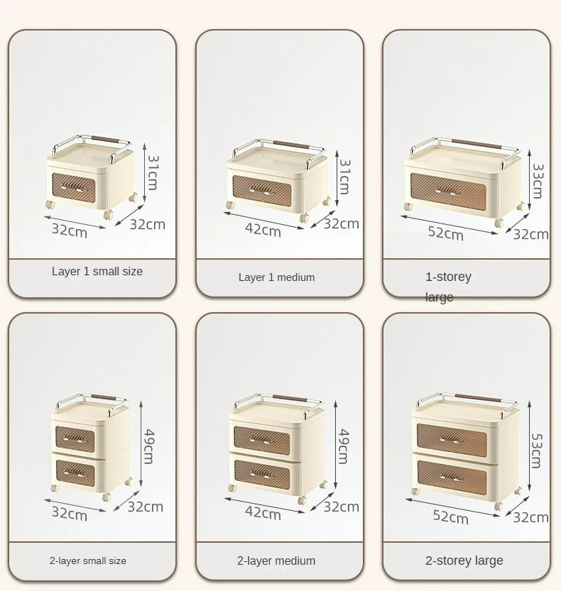 Storage Cabinet Drawer Style Household Snack Toy Storage Cabinet Mobile Layered Small Cart Storage Rack Removable Nightstand