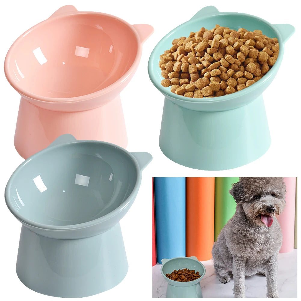 Tilted Cat Food Bowl Elevated Cat Bowl Ergonomic Cat Food Dish Anti Vomiting Plastic Feeding Bowl Non Slip for Flat- Faced Cats