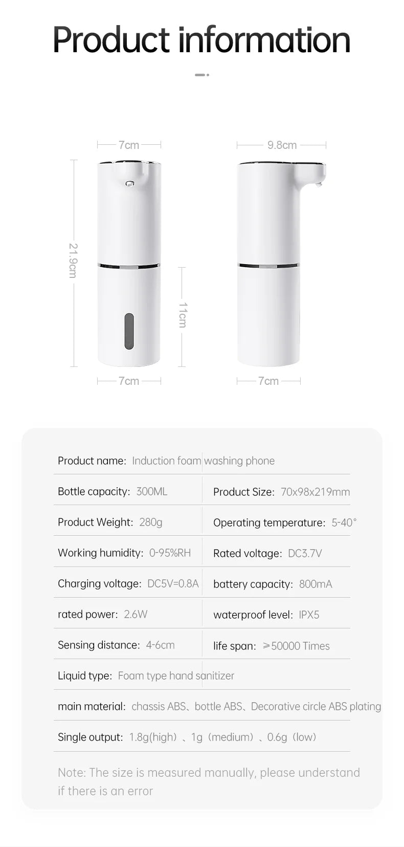 Automatic Foam Soap Dispensers Smart Washing Hand Machine With USB Charging Infrared Sensor Liquid Dispenser Hand Sanitizer