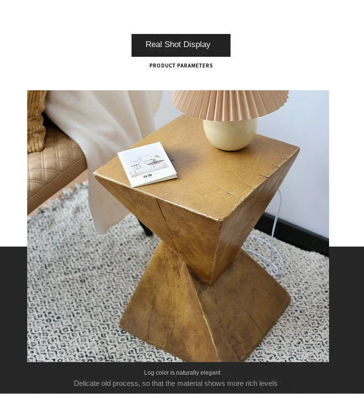 X&D Nordic Minimalist Magnesium Oxide Tea Table Art Homestay Living Room Sofa Imitation Wood Grain Edge Table Bedroom Table 2025