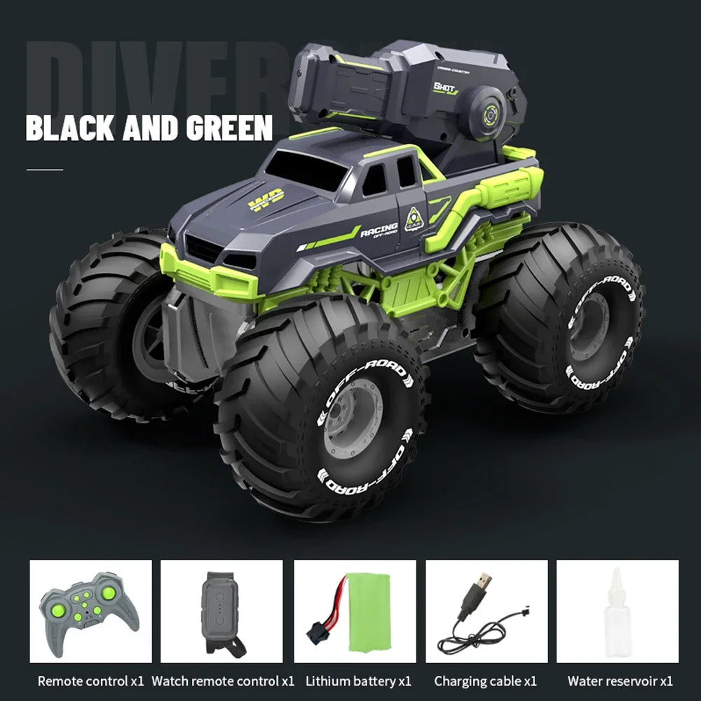 2.4G RC Car Self-absorbing High-pressure Water Gun Remote Control Amphibious Off-road Vehicle Climbing Stunt Car Water Toys Gift