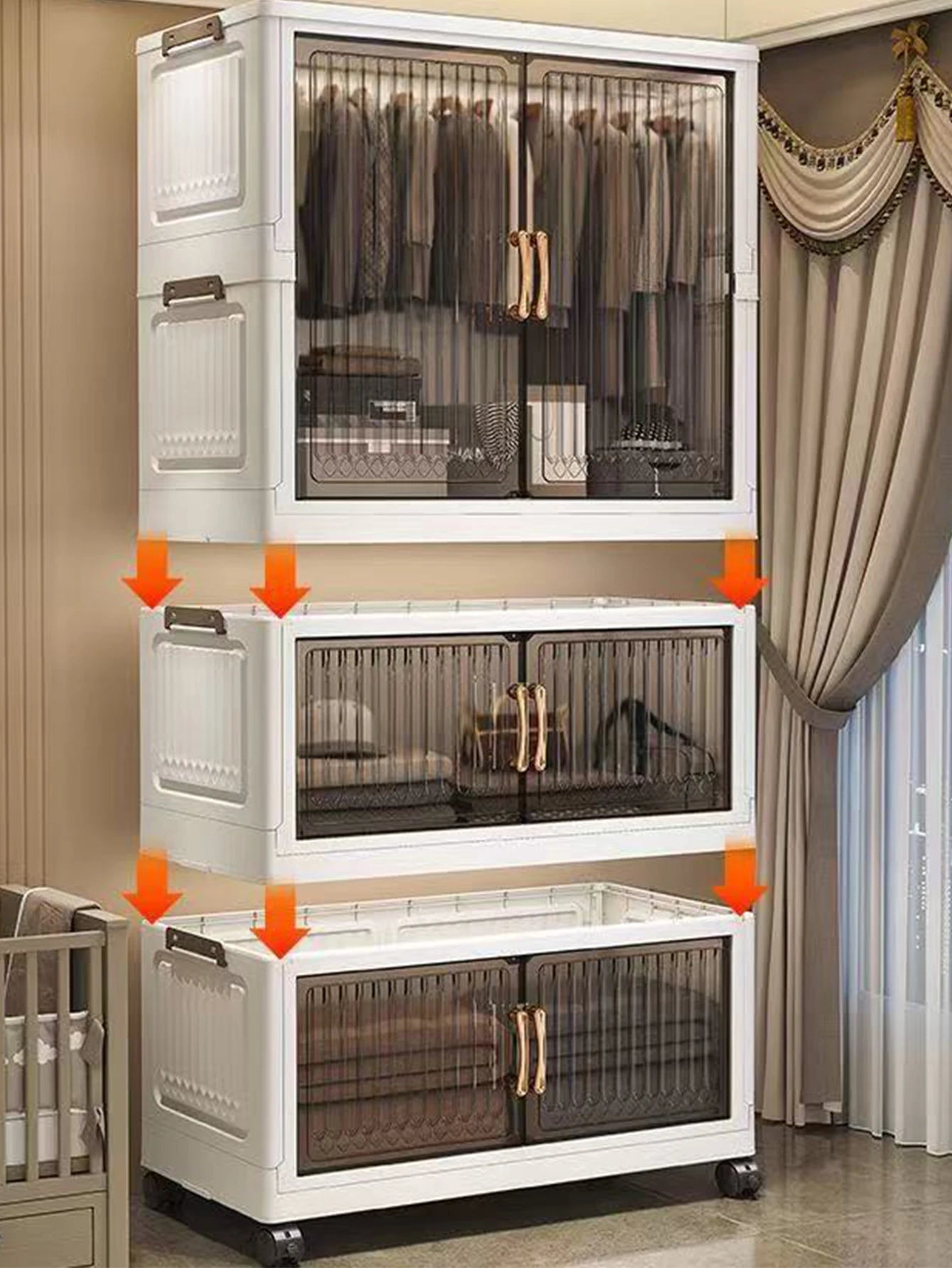 Multifunction Folding Storage Cabinet Dustproof Wardrobe Sundries Cabinet Closet Organizer Locker Storage Box