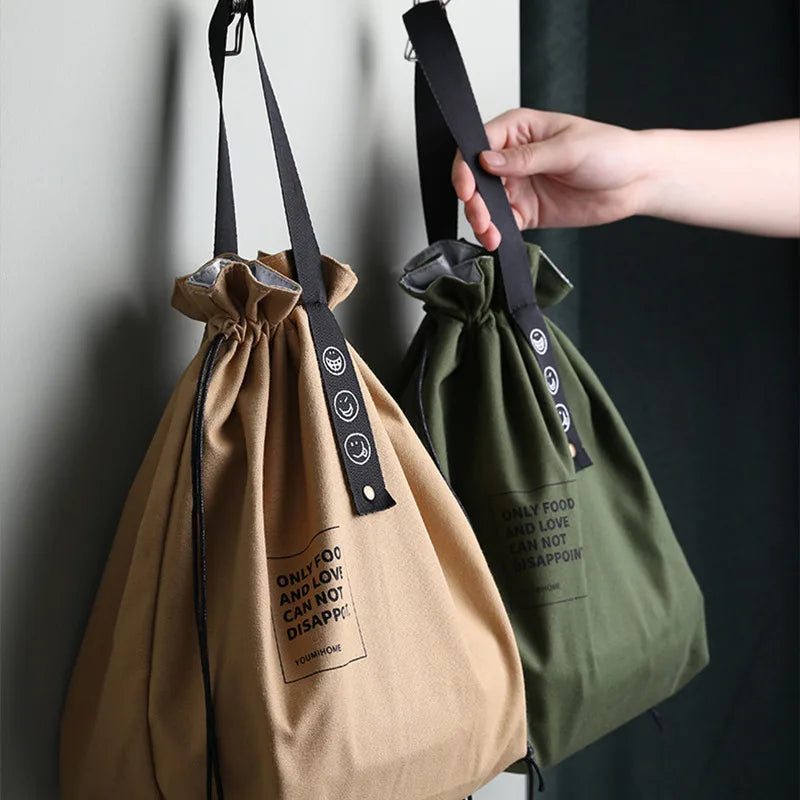 Canvas Lunch Bag Bento Box Handbag Outdoor Portable Picnic Dinner Container School Fresh Keeping Food Storage Tote Accessories