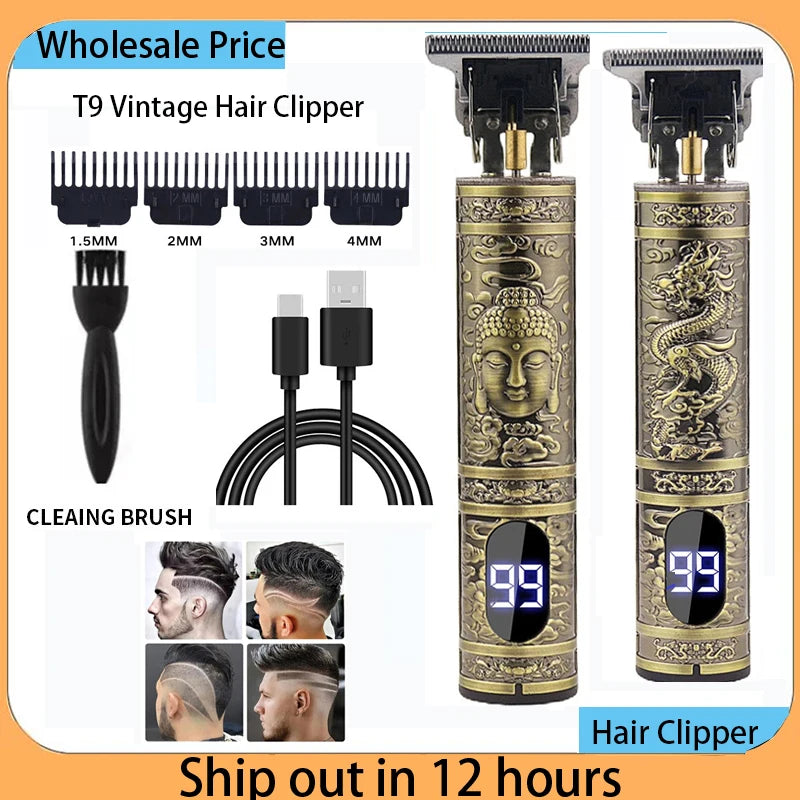 Hair Cutting Machine T9 Vintage Hair Clipper USB Fast Charging Shaver Barber Cordless Hair Trimmer For Men's Barbe