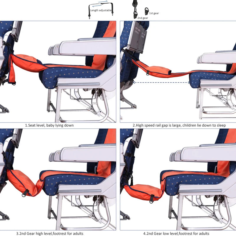 Portable Airplane Foot Rest Hammock in Plane High Speed Train Bus Car Adjustable Footrest Hanger Travel Children Sleep Hammocks