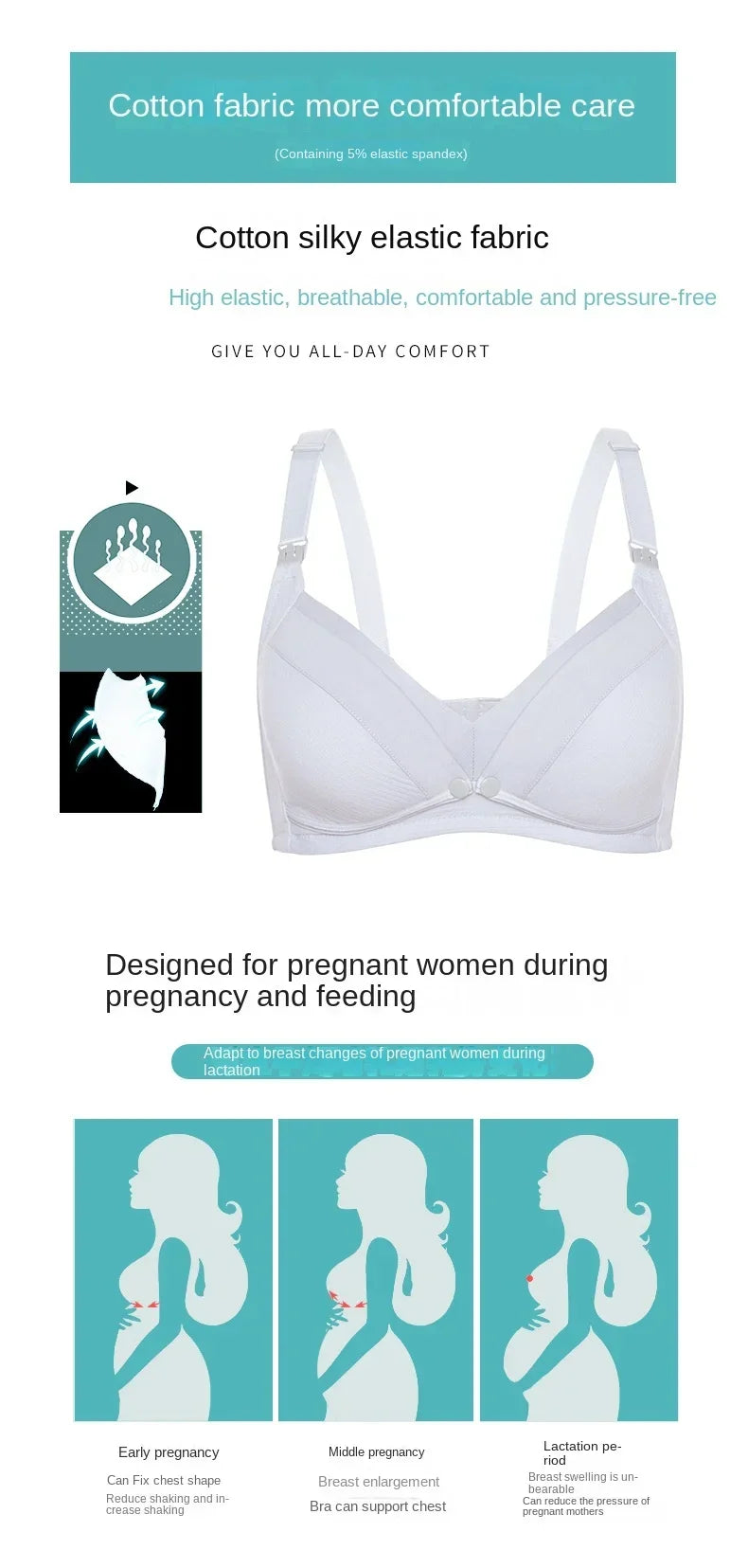 Maternity Nursing Bra Pregnant Women Mother Mama Open Breast Bra Cotton Wire Free Sleep Underwear Lactating Nursing Bralette