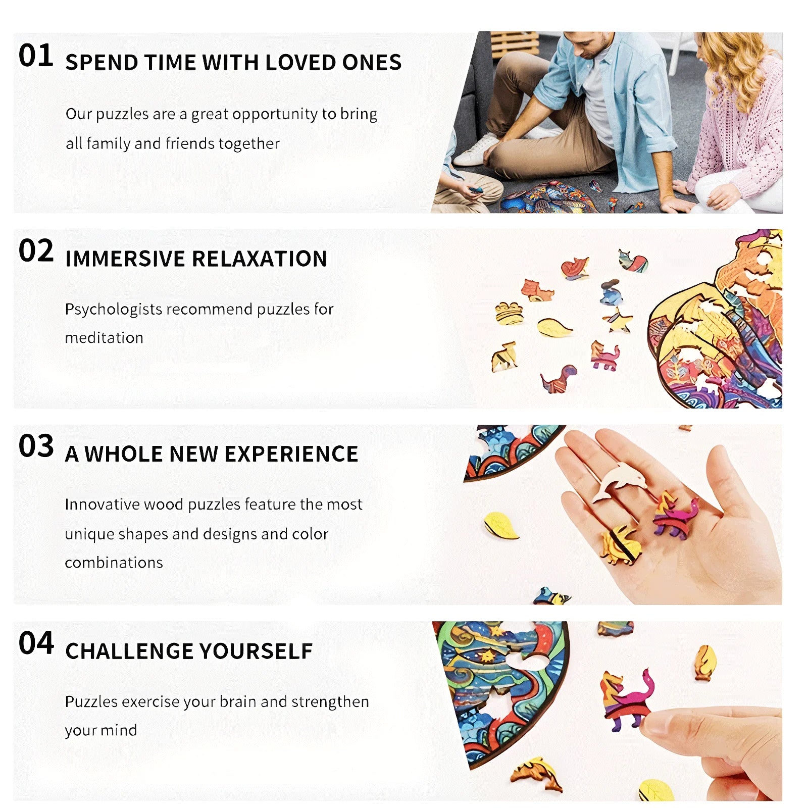 Wolf Pattern Wooden Puzzle, Irregular Animal Shapes, Educational Toys, Best Holiday Birthday Gift