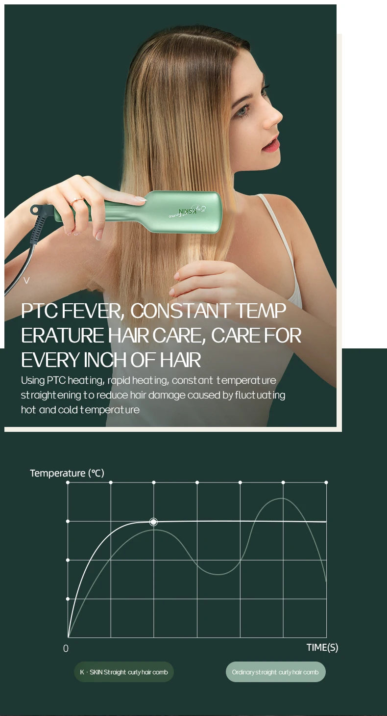 KSKIN Top Hot Sale Hair Straightener 2 in 1 Mini Brush Multifunctional Professional Hair Flat Iron Hair Comb