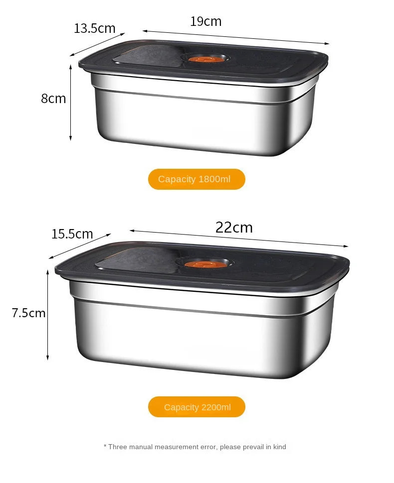 304 Stainless Steel Crisper, Lunch Box, Sealed Leak-proof Bento Box, Refrigerator Freezer Storage Box, Camping Lunch Box