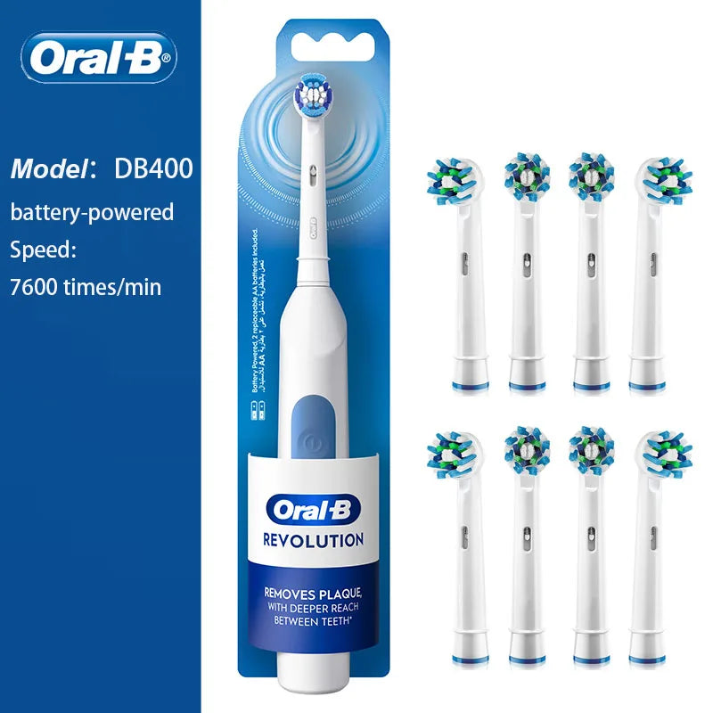Oral B Rotation Electric Toothbrush AA Battery 7600 Rpm Cross Action Cleaning Teeth Tooth Brush with Brush Refills