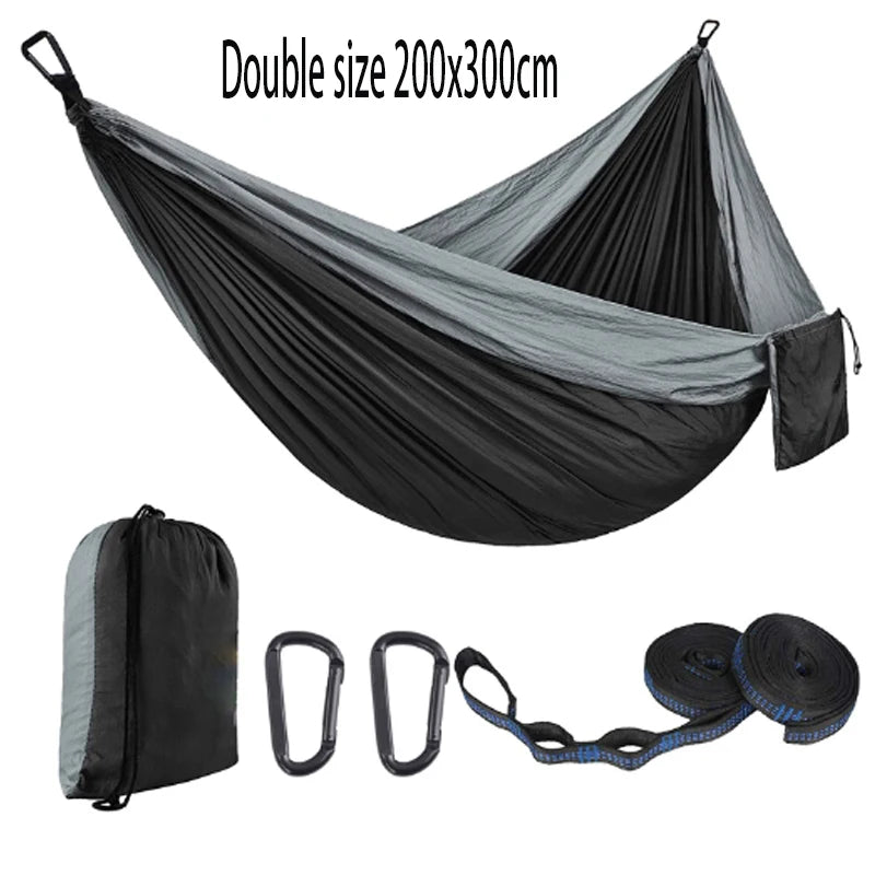 Camping hammock is a portable hammock with tree ties and carry on bags, essential camping equipment