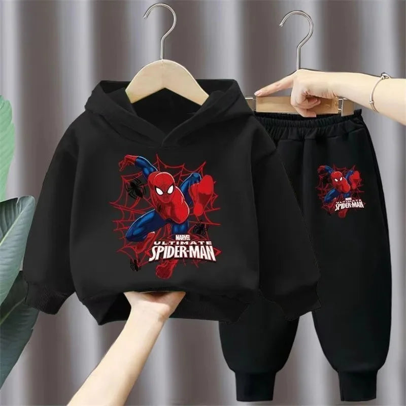 Marvel Spring Autumn Children's Clothing Sets Spiderman Boys Sweatshirt+Sweatpant 2pcs Kids Hooded Sport Pullover Set Tracksuit
