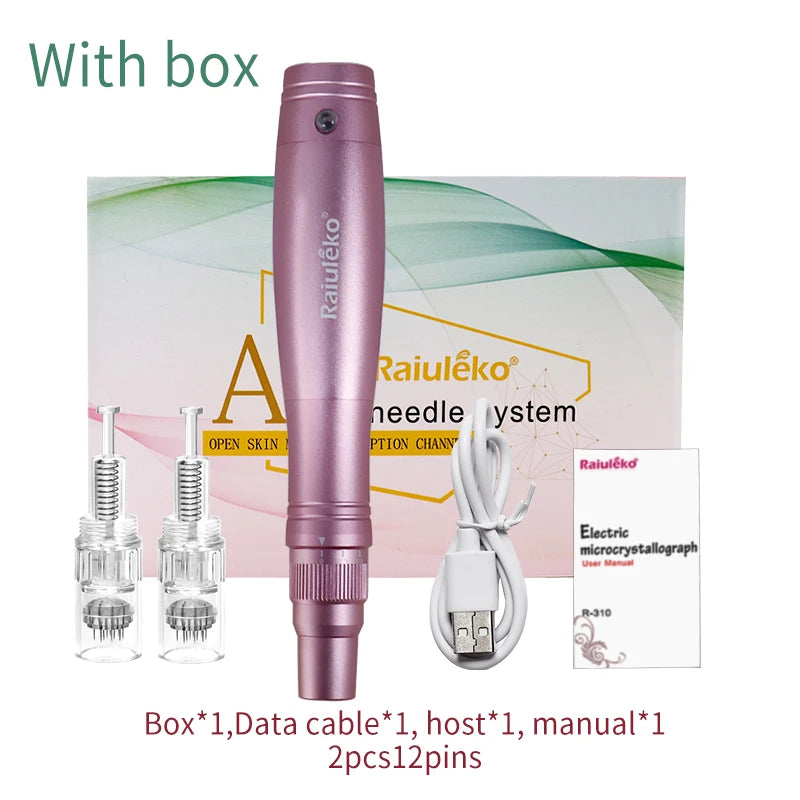 Professional Derma Pen Microneedle Pen With Needles Cartridges Skin Care Device Wireless Microneedling Machine Beauty Tool