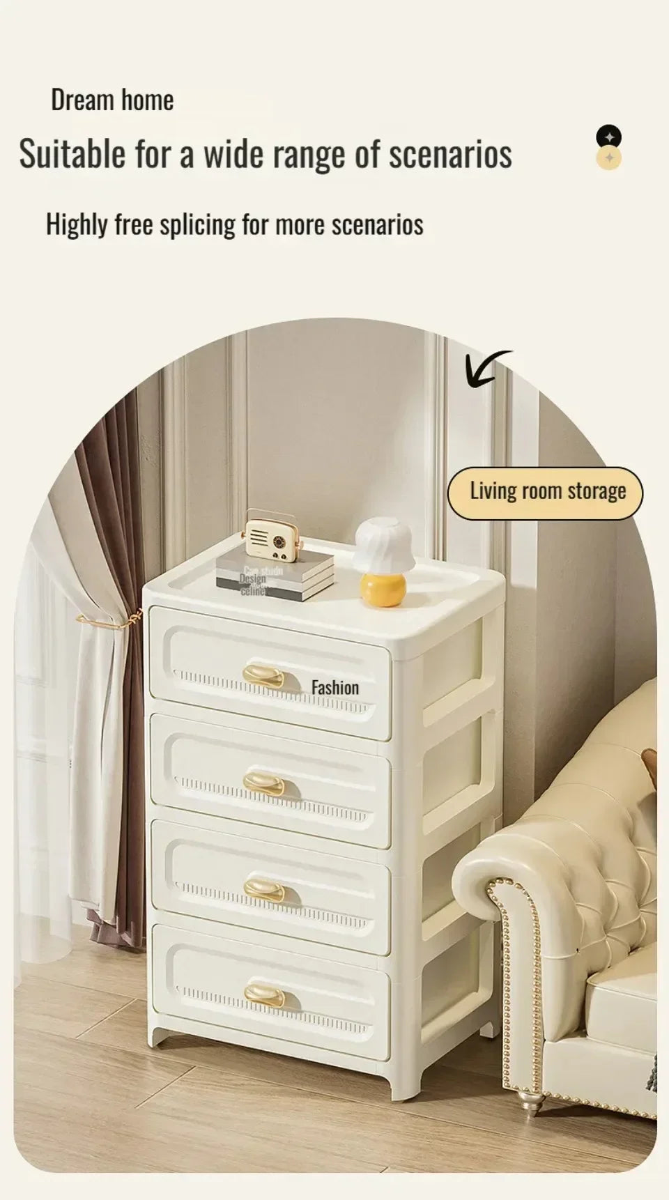 Home Minimalist Storage Cabinet Multi-layer Drawer Style Storage Cabinet Snack Storage Cabinet Home Storage Cabinet with Pulley