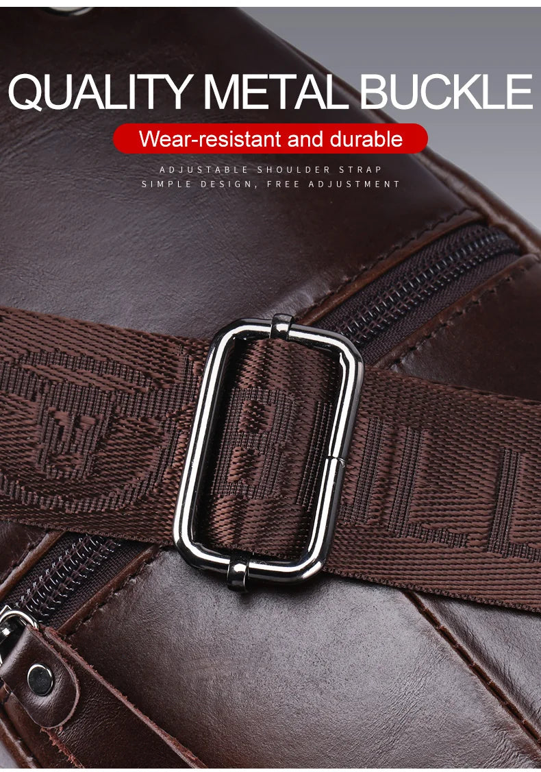 BULLCAPTAIN 2023 The Latest Men's Leather Chest Bag Large Capacity Casual Men's Messenger Bag Classic Leather Chest Bag XB 127