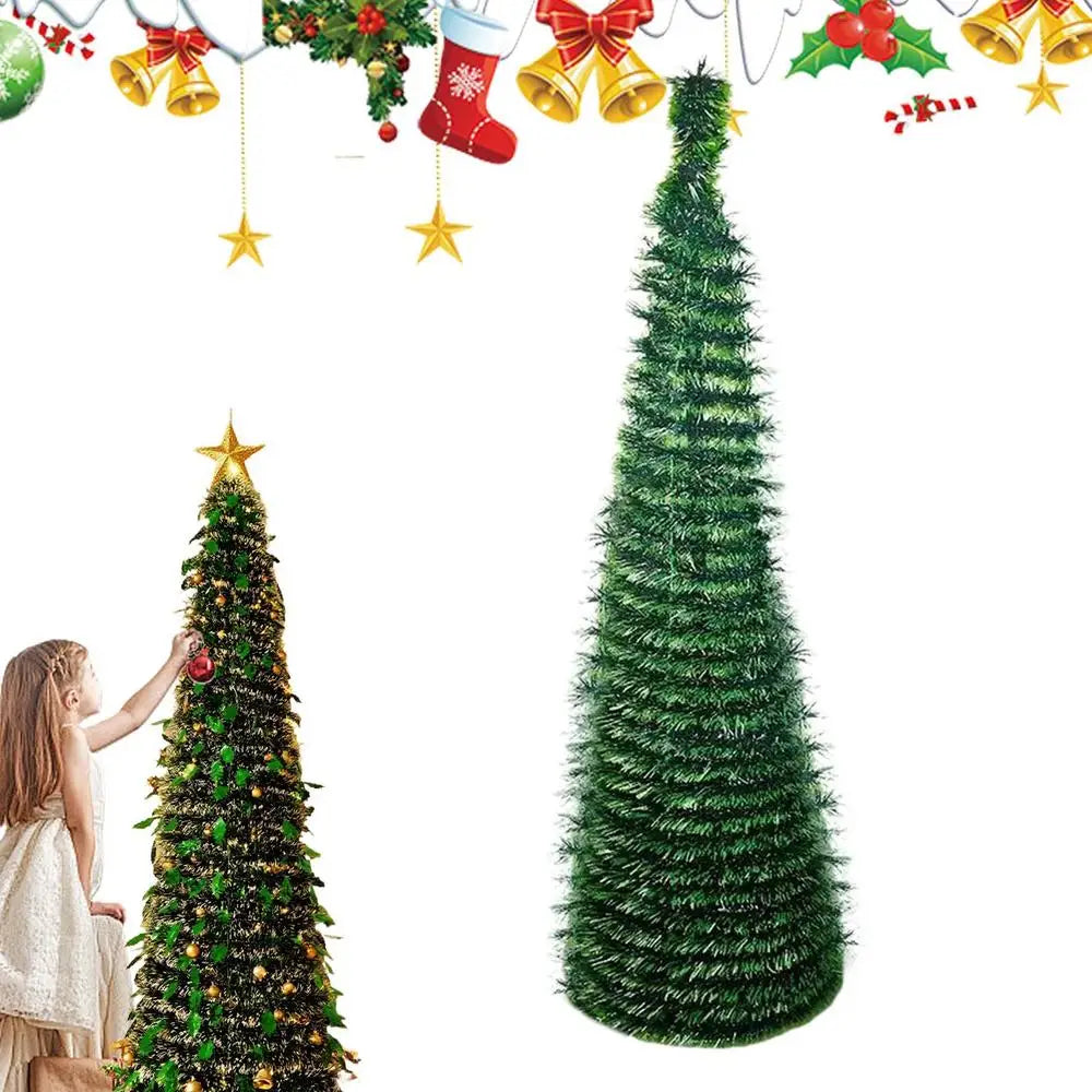 Christmas Tree 5 Ft Festival Ornament Faux Foldable Christmas Tree Christmas Decoration for Winter Holiday Season Decor Indoor
