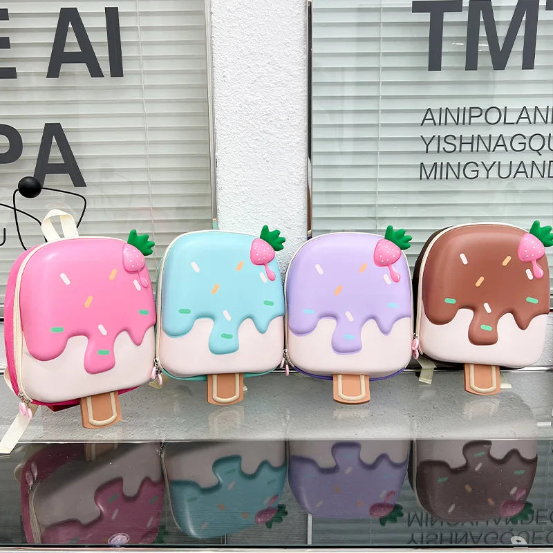 2024 New Korean Version Ice cream Shape Children's Backpack Kindergarten Schoolbag 3-5 Years Old Boys Girls Cute Children Bag