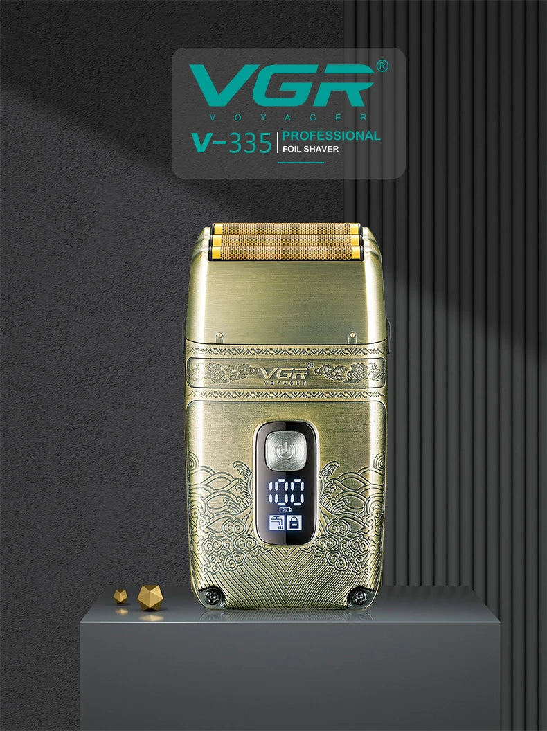 VGR Shaver Professional Electric Razor Shaving Machine Waterproof Beard Trimmer Metal Razor Digital Display Shaver for Men V-335