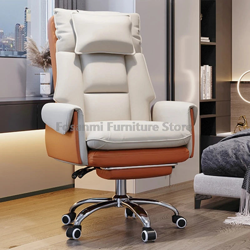 Adjustable Height Home Computer Office Chair with Soft Headrest Reclining Leather Gaming Armchair Ergonomic Swivel Desk Chairs