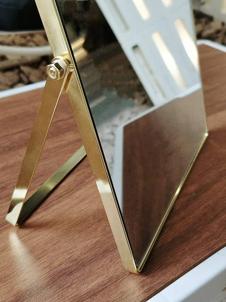 High-end Metal Makeup Mirrow Oval Rorate Standing Mirror Bathroom Desk Luxury Hairdressing Mirror Mural Home Decor for Girls