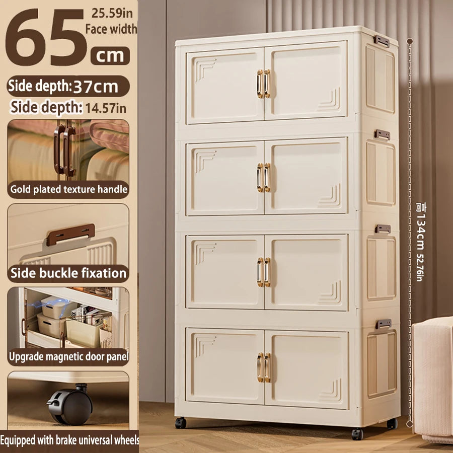 45/55/65cm Length Multifunction Folding Storage Cabinet Dustproof Wardrobe Large Capacity Sundries Cabinet