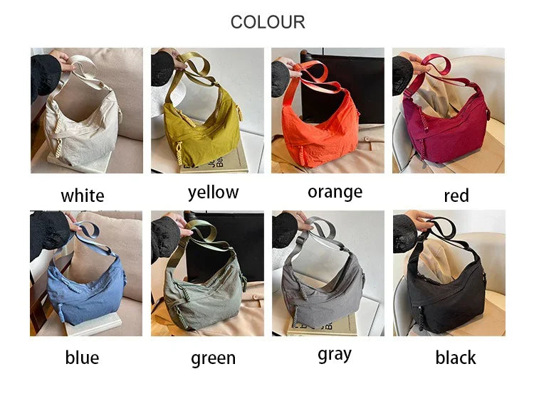 Solid color trendy shoulder bag, personalized multifunctional canvas bag, daily minimalist dumpling bag