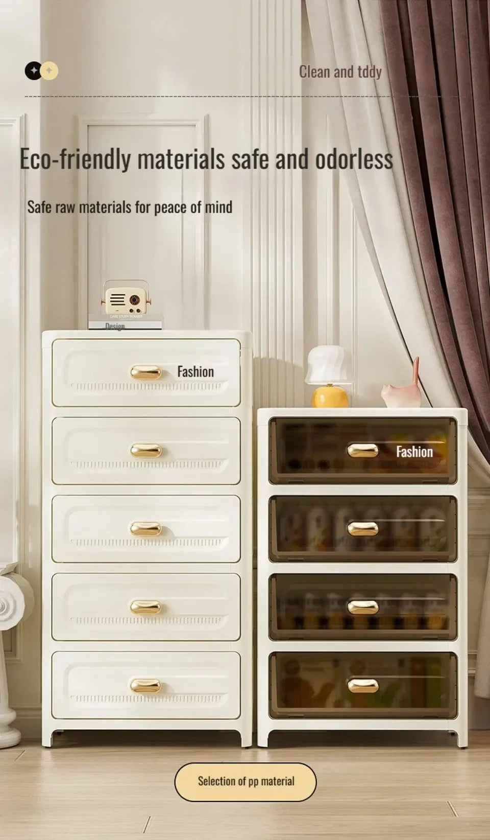 Home Minimalist Storage Cabinet Multi-layer Drawer Style Storage Cabinet Snack Storage Cabinet Home Storage Cabinet with Pulley