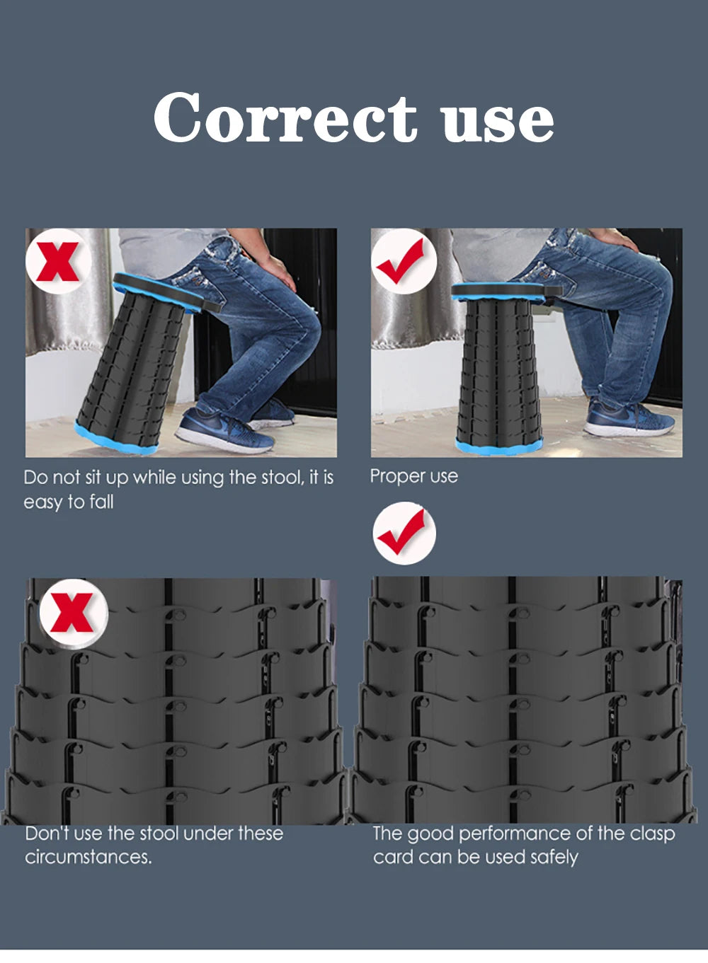 Portable Folding Telescopic Stool Lightweight Plastic Subway Queuing Chair Outdoor Camping Chair Fishing Seat