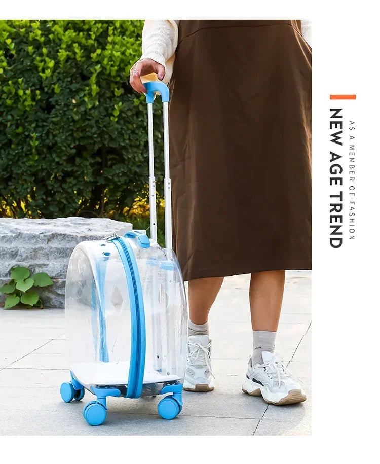 Puppy Move Trolley Cat Carriers Transparent Pet Backpack Animal Transportation and Goods for Travel Pet Supplies with Wheels