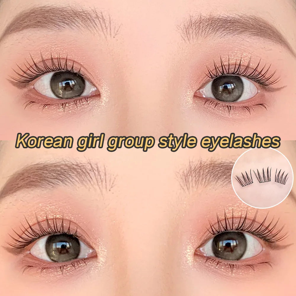 Glue-free False Eyelashes, Fishtail Princess Lazy Eyelashes, Natural Transparent Stem, Reused 48 Clusters Large Capacity