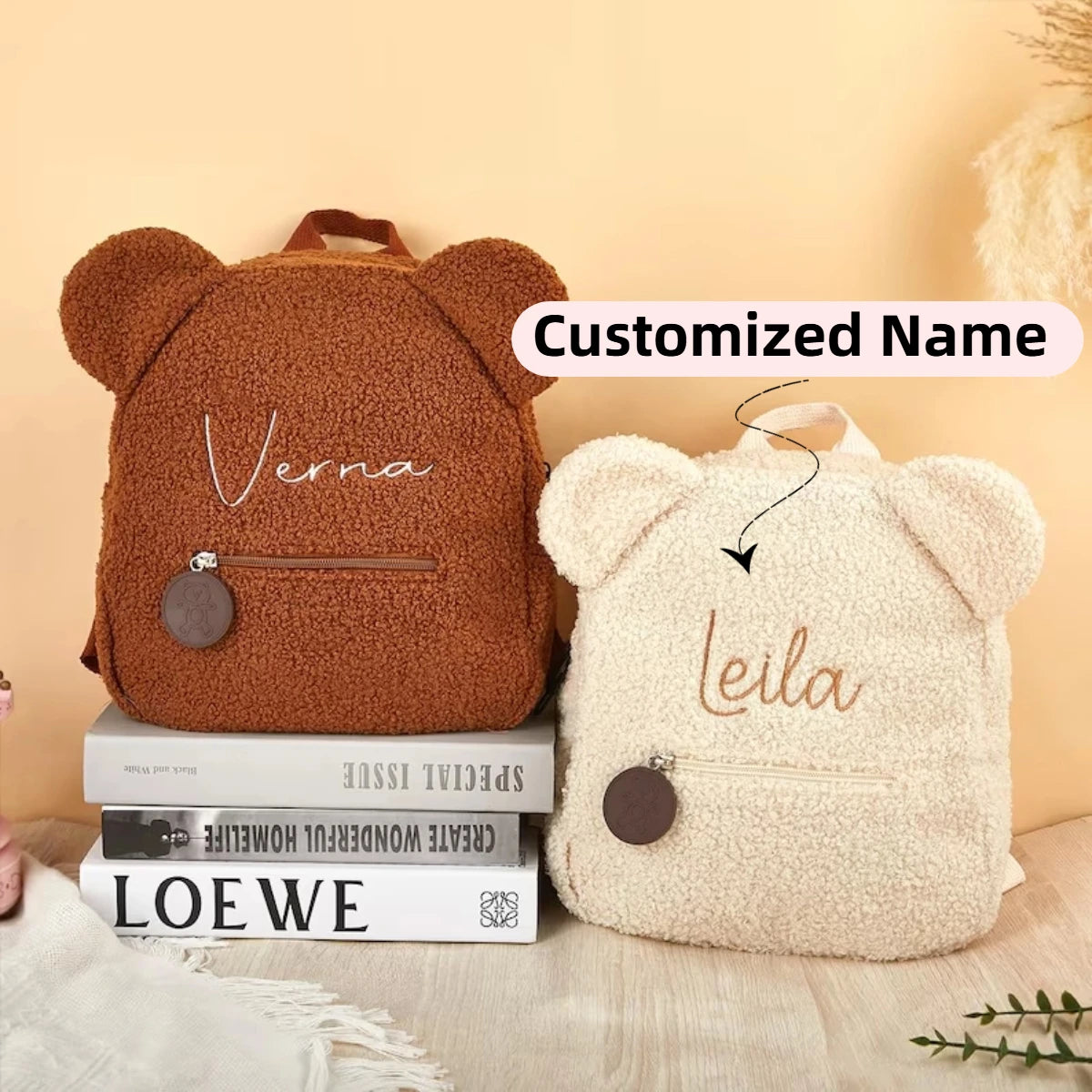 Personalized Custom name Embroidered Newborn letter Nursery Baby Bear backpack Cute cartoon Bag Gifts  Boy Girl children