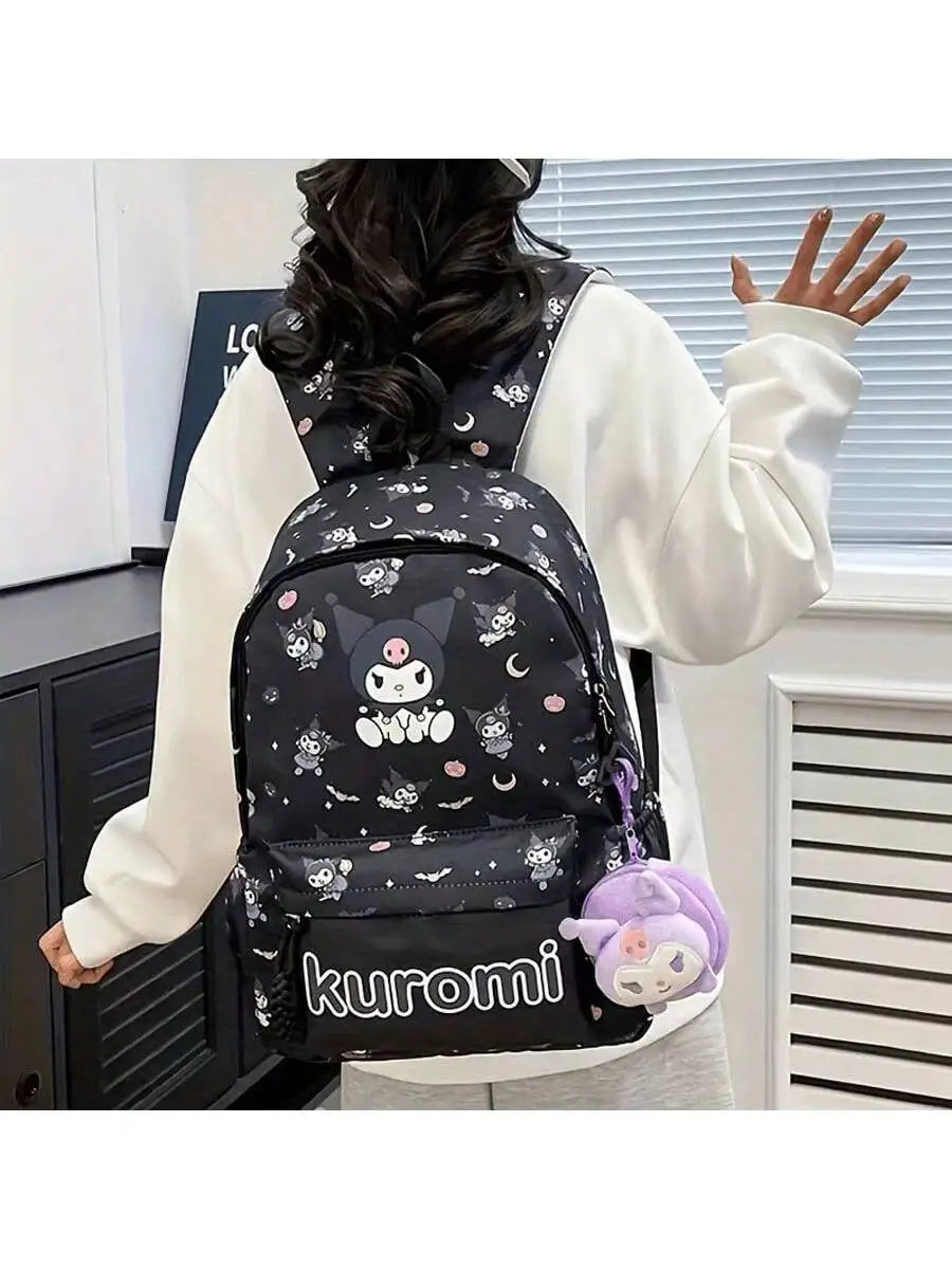 Sanrio Backpack, Kawaii Stylish  Bag, Women's Colorblock Rucksack, Large Capacity Foldable Outdoors Daypack