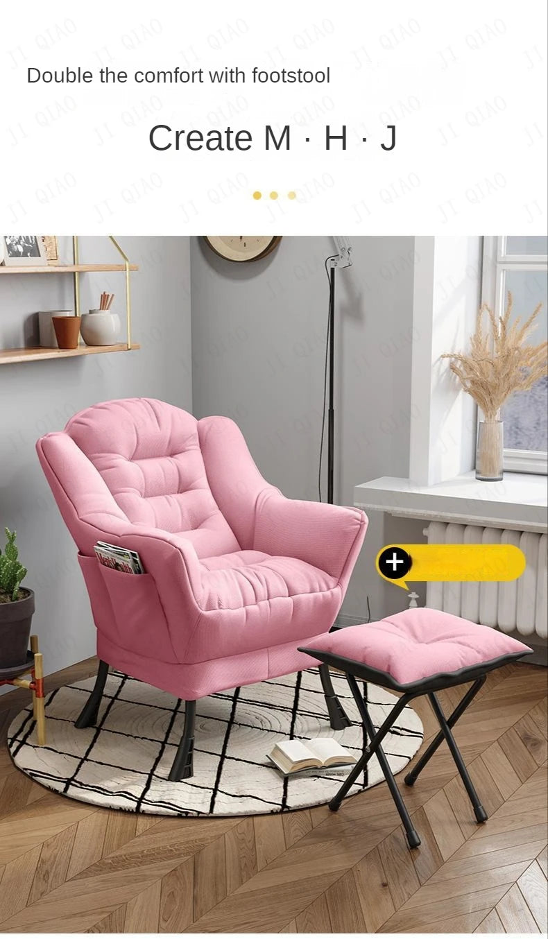 New Living Room Chairs Lazy Leisure Home Light Back chair sofa chair Bedroom Home comfortable Sofa Chair Armchair with Footrest