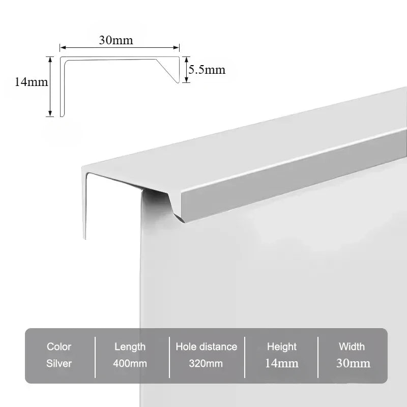 Hidden Furniture Handles Matte Black Gold Silver Kitchen Cabinet Pull Wardrobe Pull Not punched Handles for Cabinets and Drawers