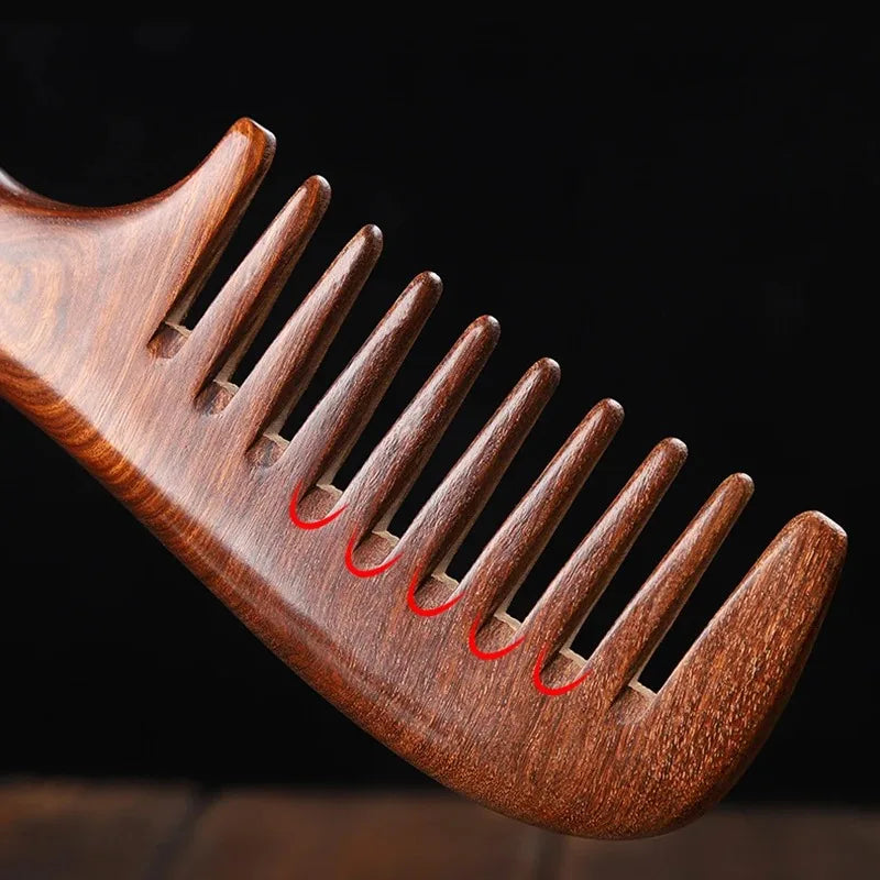 Natural Sandalwood Hair Combs Anti-Static Wooden Comb Massager Long Wide Tooth Detangle Sandalwood Comb Hair Care Household Gift