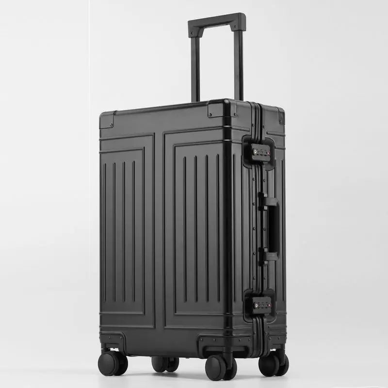 100% Aluminum-magnesium Alloy Material High Quality Senior Travel Luggage 20/24/26/28 Size Spinner Brand Travel Suitcase