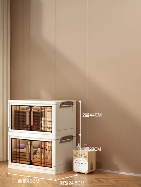 Free Installation Storage Cabinet Living Folding Storage Box Organizer Clothes Livin Dress Room Folding Snack Cabinet with Wheel