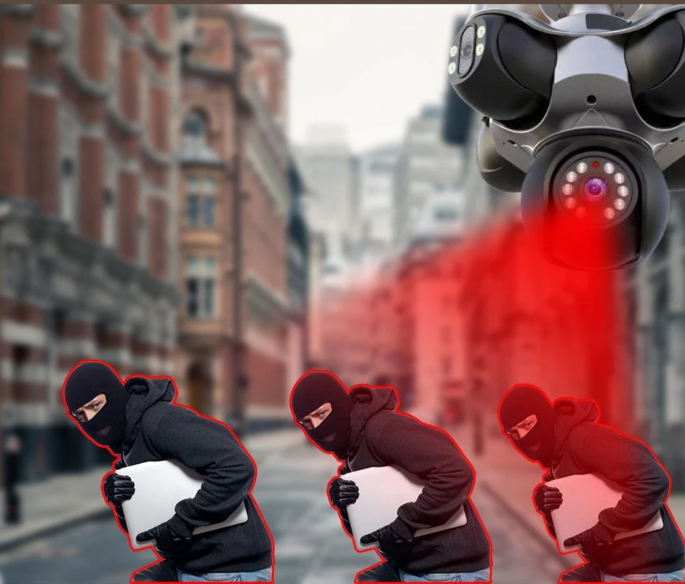 4K Wifi PTZ Panoramic Security Camera Outdoor 5 Lens 5  Screens Color night vision CCTV Wireless CCTV Video Surveillance Camera