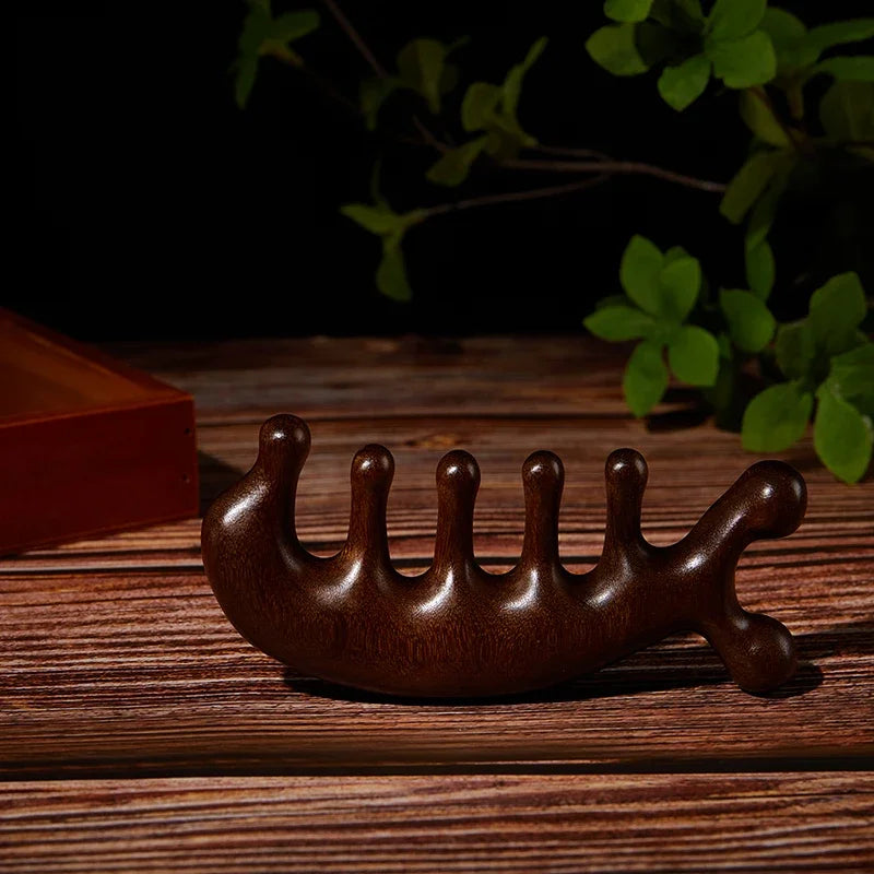 1pc Wood Texture Massage Comb Wood Therapy Head Face Scalp Massager Natural Facial Sandalwood Wide Tooth Scraping Body Massage