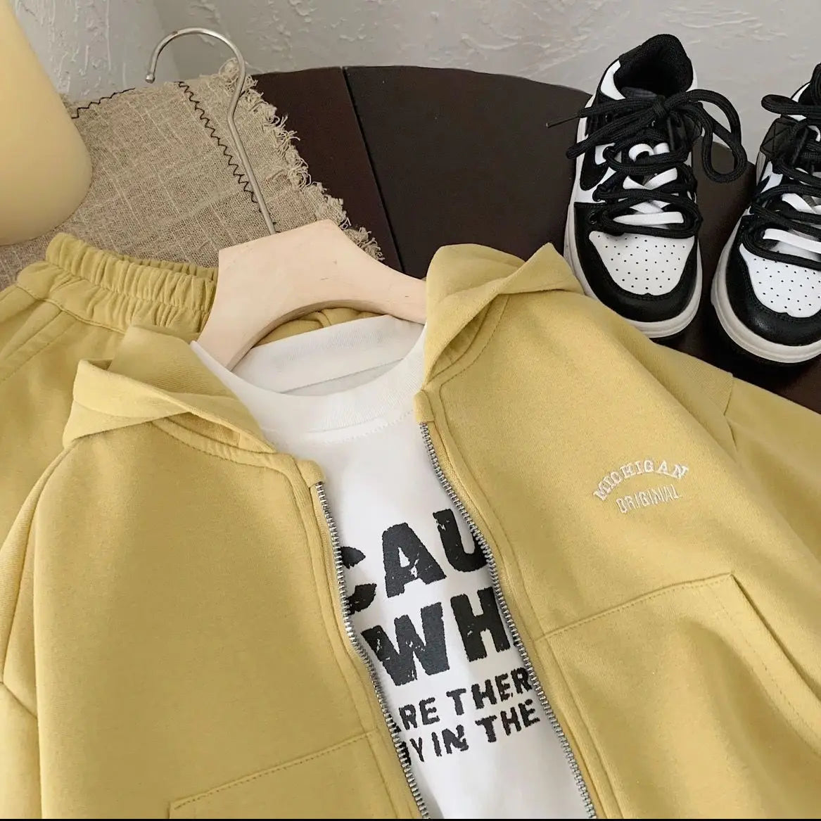 High Quality Children's Composite Cotton Set 2025 Spring Autumn New Korean Girl Boys Letter Baby Casual Hooded Sports 2pcs Set