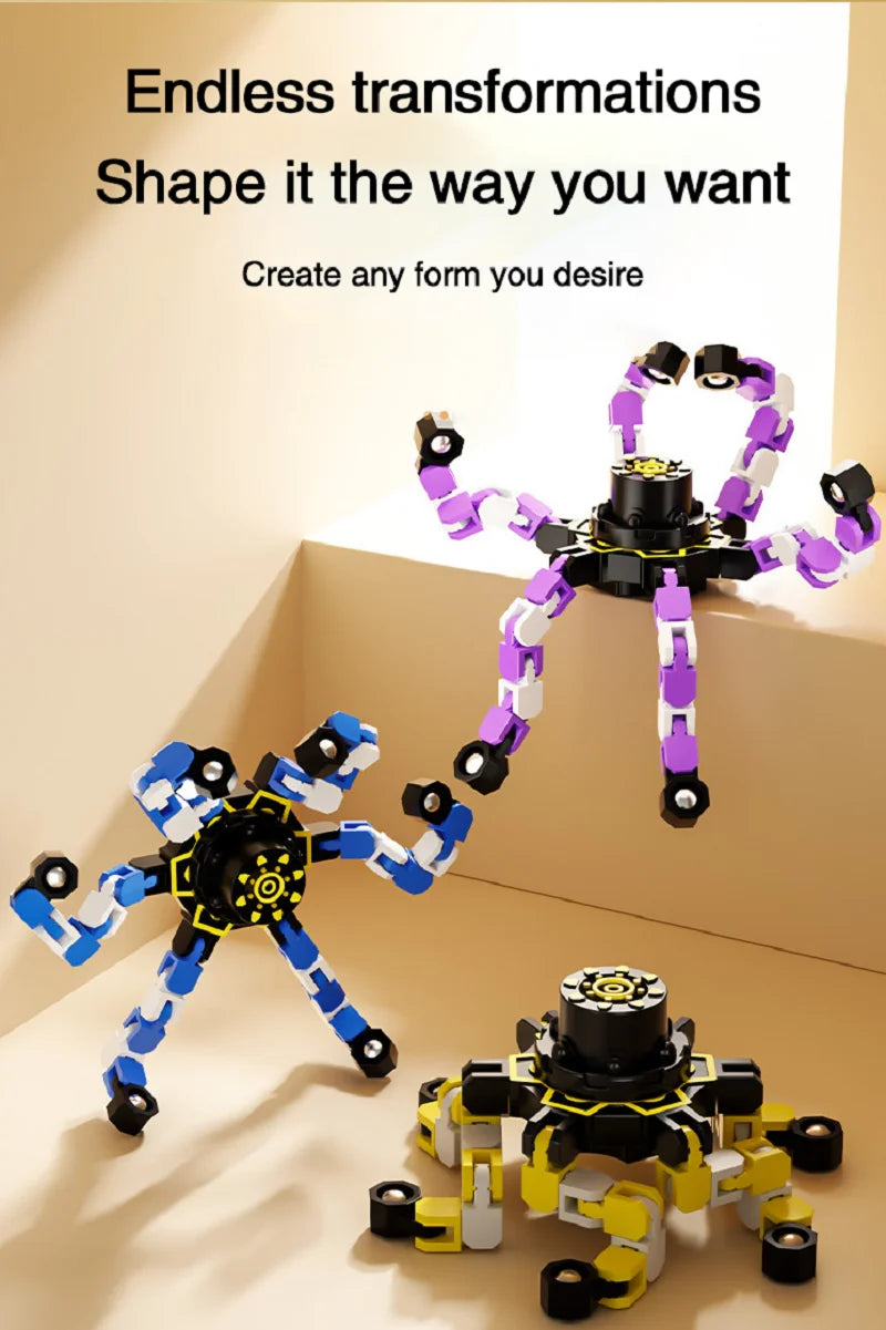 Transformable Fidget Spinner Stress Relief Sensory Toy Finger Gyro Creative Decompression Toy for Kids and Adults Gift